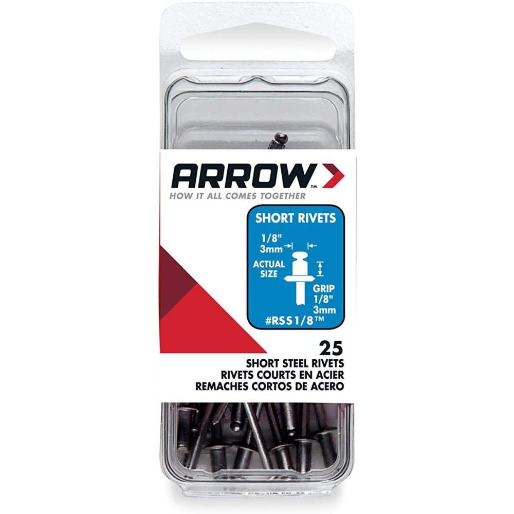 Arrow Fastener RSS1/8  1/8" x 1/8" Short Steel Rivet 25 per Package