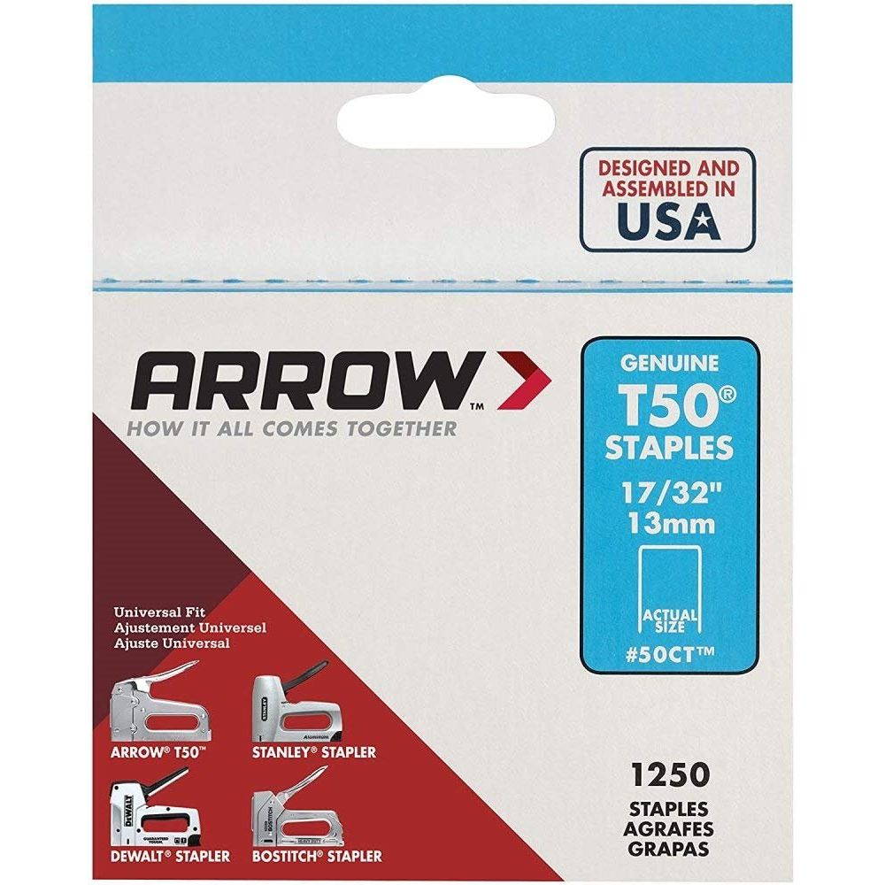 Arrow Fastener 50CT  T50 17/32" Heavy Duty Staples for Ceiling Tiles 1250 per Package