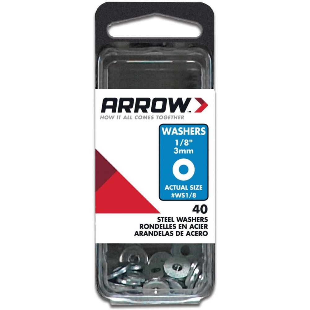 Arrow Fastener WS1/8 1/8" Steel Rivet Washers 40 per per Package Arrow Fastener WS1/8 1/8" Steel Rivet Washers 40 per per Package
