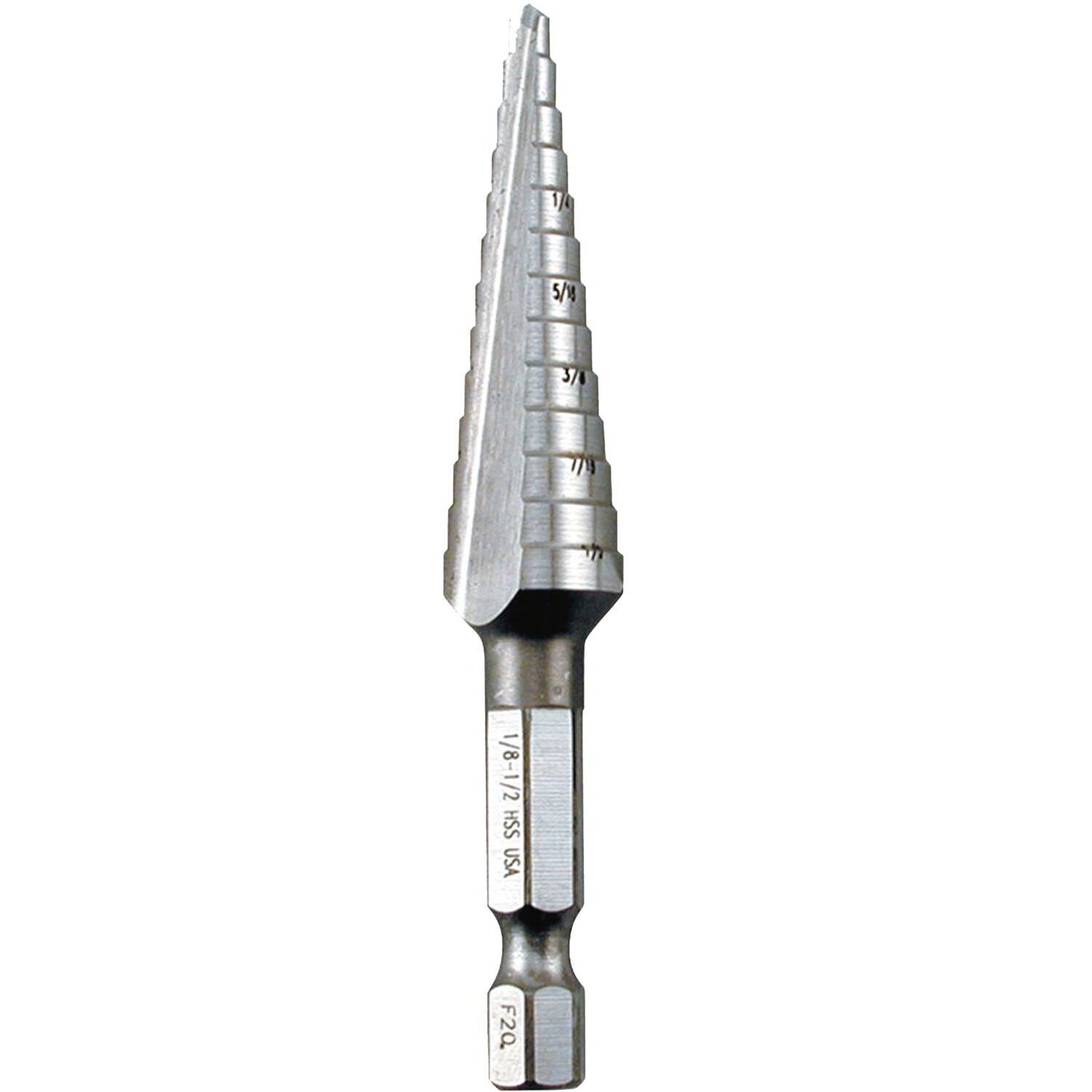 Makita 711492-A  1/8" - 1/2" H.S.S. Step Drill Bit, 1/4" Hex Shank