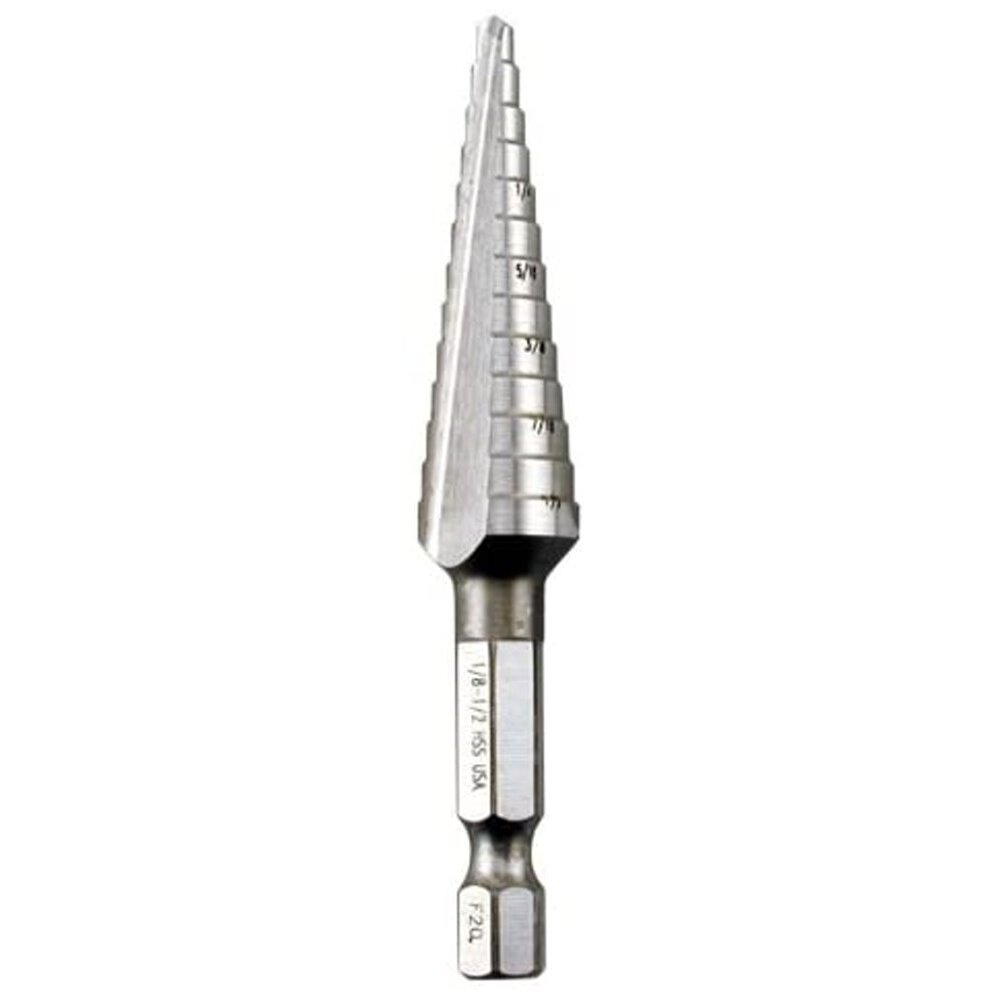 Makita 711497-A 1/2"-1" H.S.S. Step Drill Bit, 1/4" Hex Shank Makita 711497-A 1/2"-1" H.S.S. Step Drill Bit, 1/4" Hex Shank