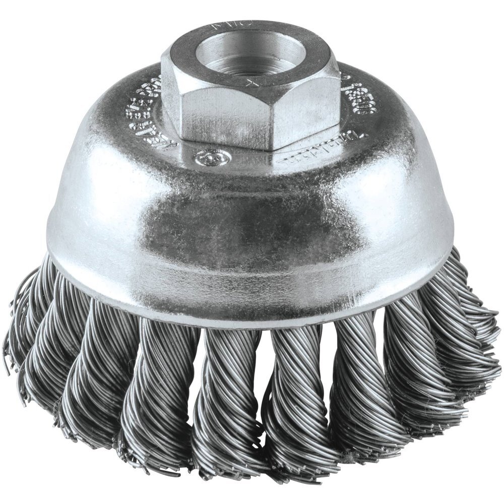 Makita A-98457 2-3/4" Knot Wire Cup Brush, Stainless, M10 x 1.25 Makita A-98457 2-3/4" Knot Wire Cup Brush, Stainless, M10 x 1.25