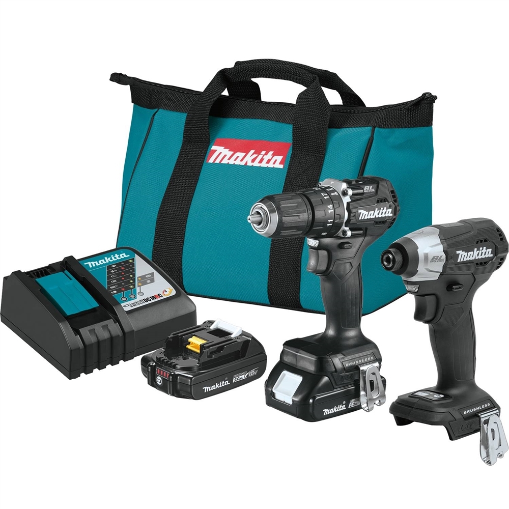 Makita CX205RB  18V LXT Lithium-Ion Sub-Compact Brushless Cordless 2 Piece Combo Kit Hammer Drill and Impact Driver (2.0Ah)