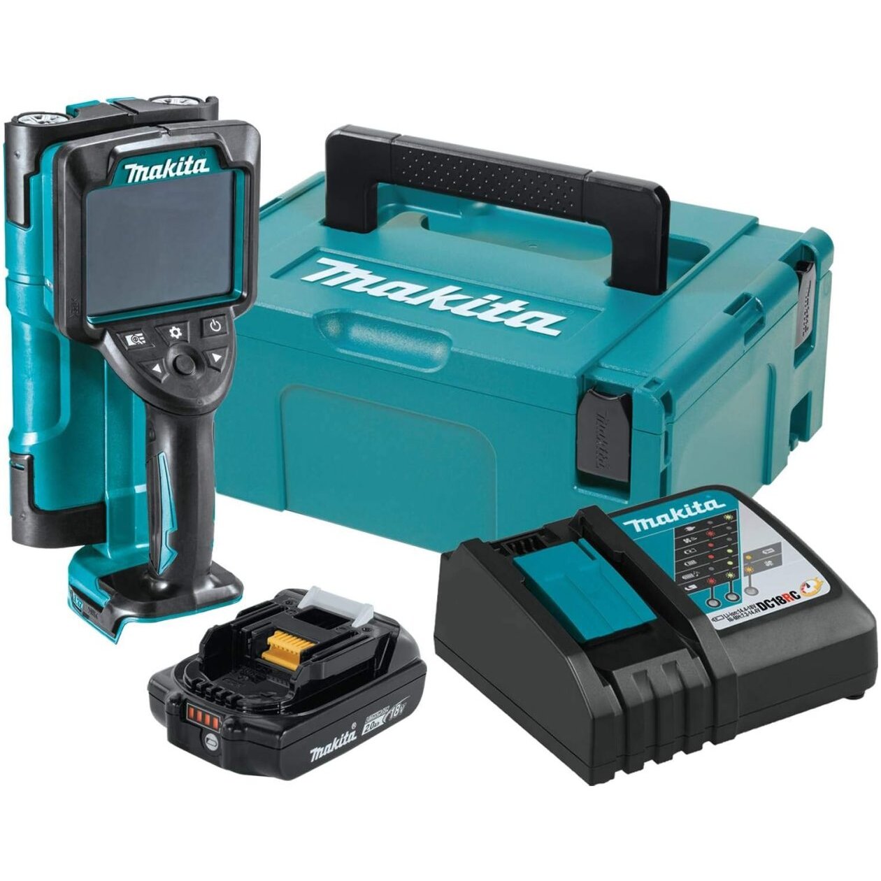 Makita DWD181R1J  18V LXT Lithium-Ion Cordless Multi-Surface Scanner Kit (2.0Ah), with Interlocking Storage Case