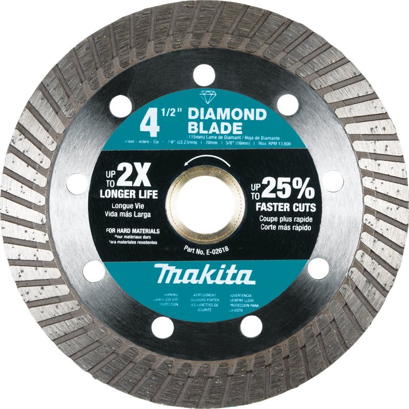 Makita E-02618 4-1/2" Diamond Blade, Turbo, Hard Material Makita E-02618 4-1/2" Diamond Blade, Turbo, Hard Material