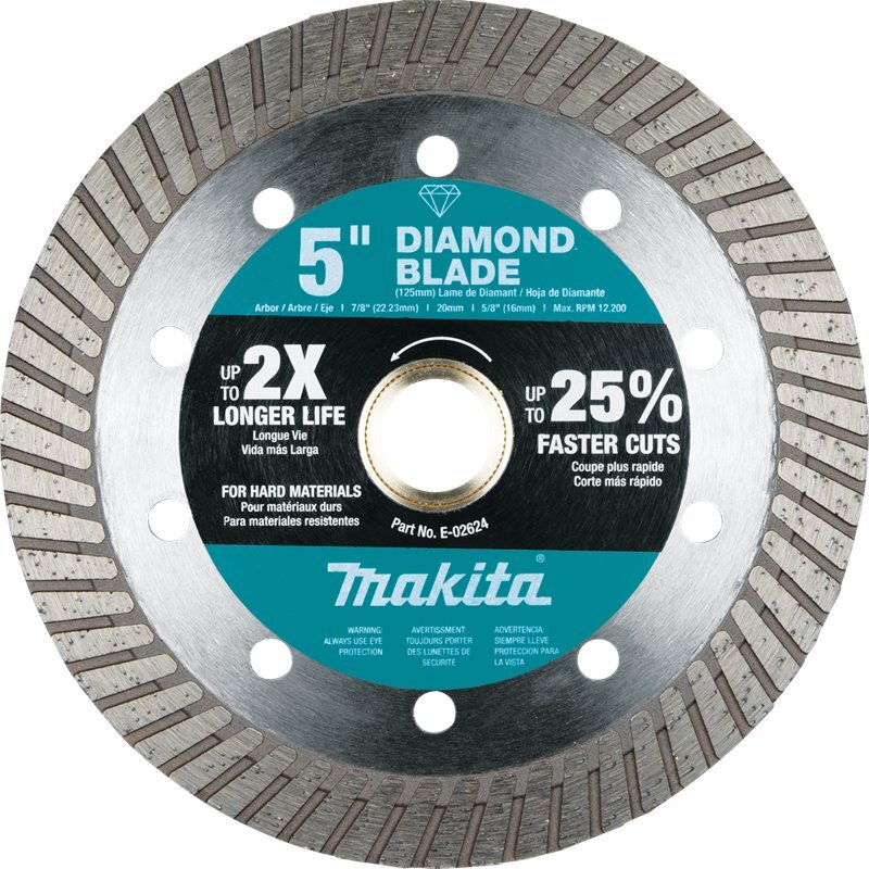 Makita E-02624 5" Diamond Blade, Turbo, Hard Material Makita E-02624 5" Diamond Blade, Turbo, Hard Material
