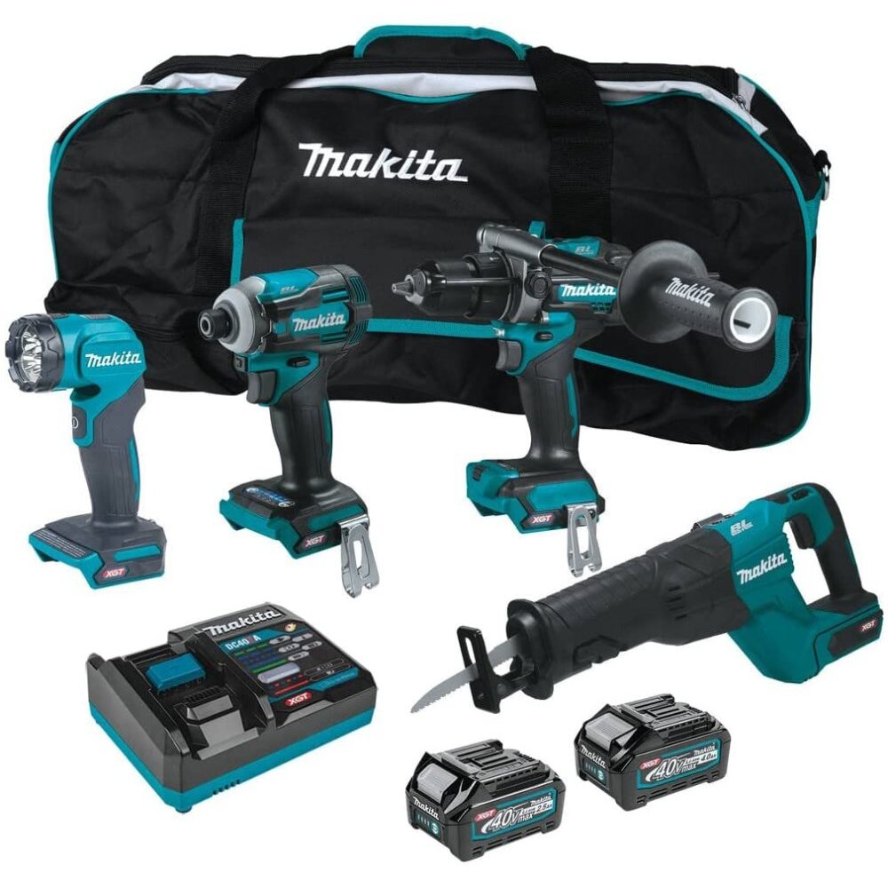 Makita GT401M1D1  40V max XGT Brushless Cordless 4-Pc. Combo Kit Hammer Drill, Impact Driver,Reciprocating Saw and Flashlight (2.5Ah/4.0Ah)