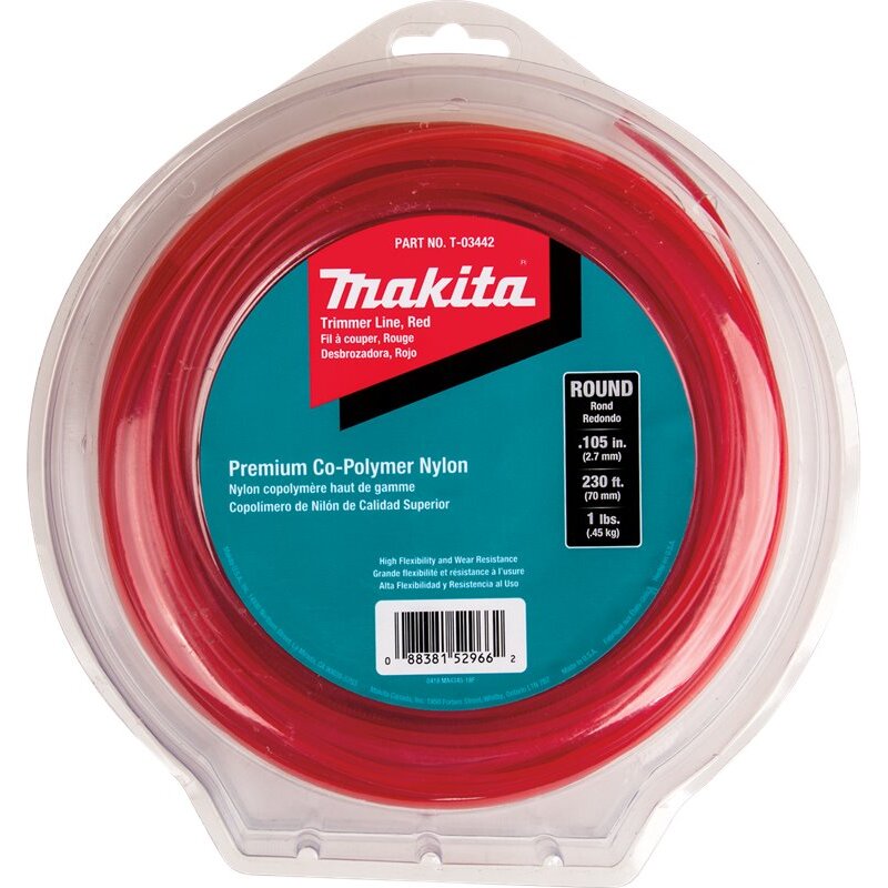 Makita T-03442 Round Trimmer Line, 0.105, Red, 230, 1 lbs. Makita T-03442 Round Trimmer Line, 0.105, Red, 230, 1 lbs.