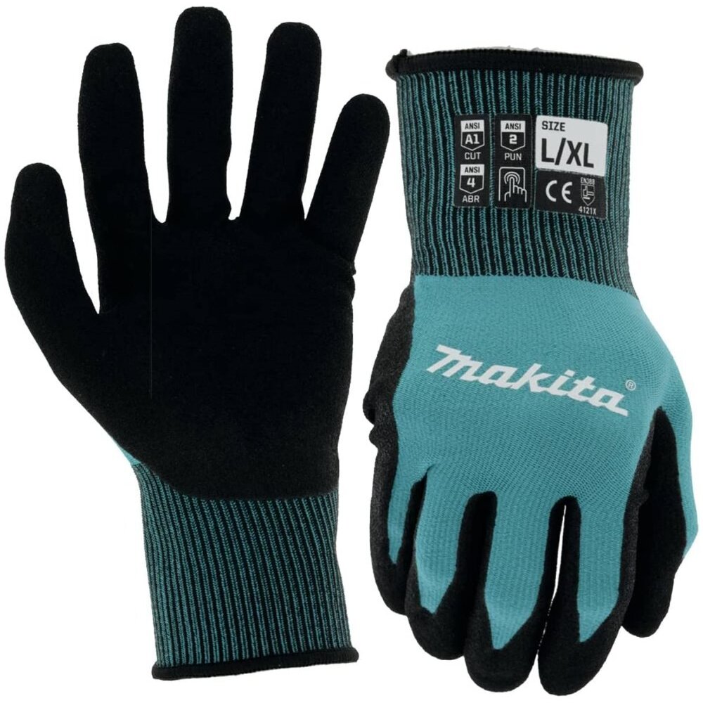 Makita T-04123  FitKnit Cut Level 1 Nitrile Coated Dipped Gloves (Large/X-Large)