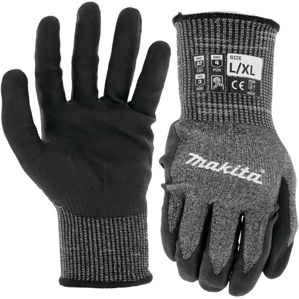 Makita T-04145  Advanced FitKnit Cut Level 7 Nitrile Coated Dipped Gloves Large x Large