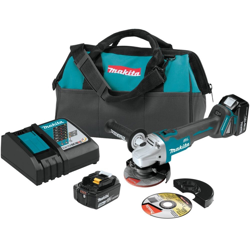 Makita XAG04T  18V LXT Lithium-Ion Brushless Cordless 4-1/2 / 5" Cut-Off/Angle Grinder Kit (5.0Ah)