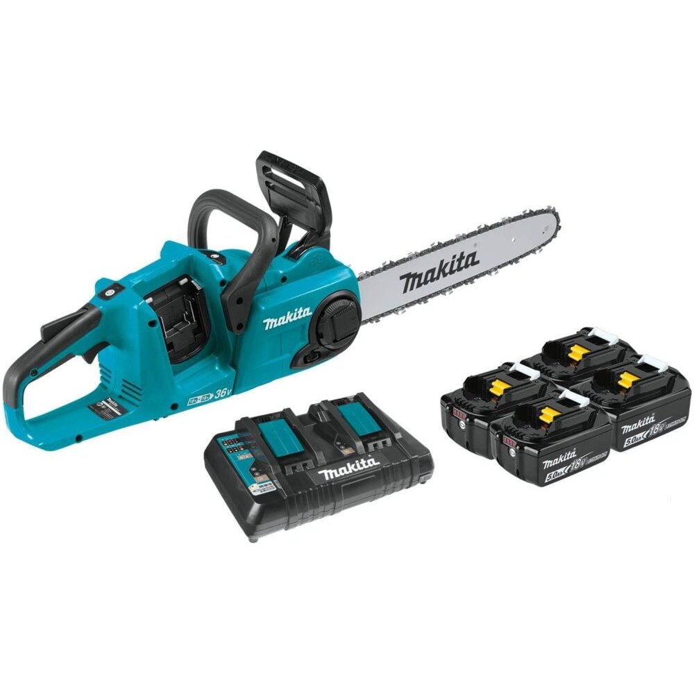 Makita XCU03PT1  36V (18V X2) LXT Brushless 14" Chain Saw Kit with 4 Batteries (5.0Ah)