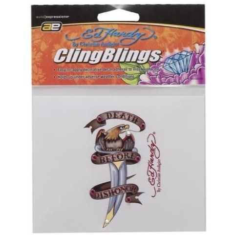 Auto Expressions 800001549  Ed Hardy Death Before Dishonor Cling Bling Decal