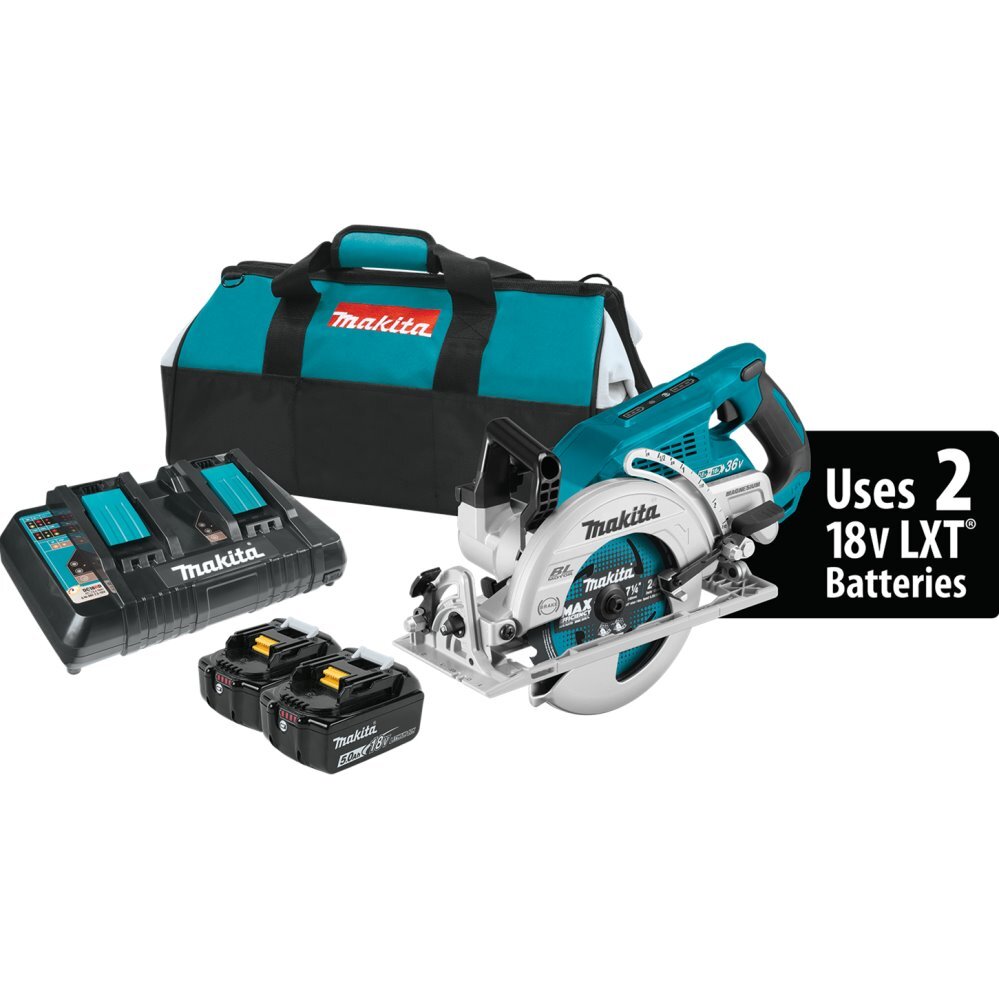 Makita XSR01PT  18V X2 (36V) LXT Lithium-Ion Brushless Cordless Rear Handle 7-1/4" Circular Saw Kit (5.0Ah)