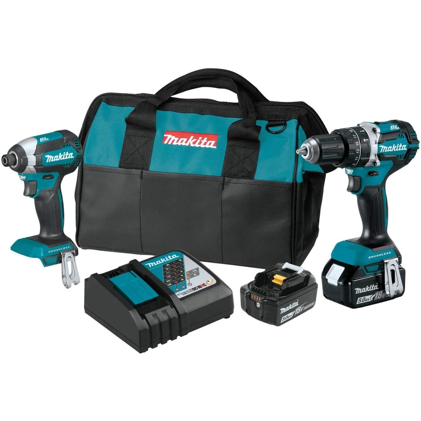 Makita XT269T  18V LXT Lithium-Ion Brushless Cordless 2-Piece Combo Kit Hammer Drill-Driver and Impact Driver (5.0Ah)