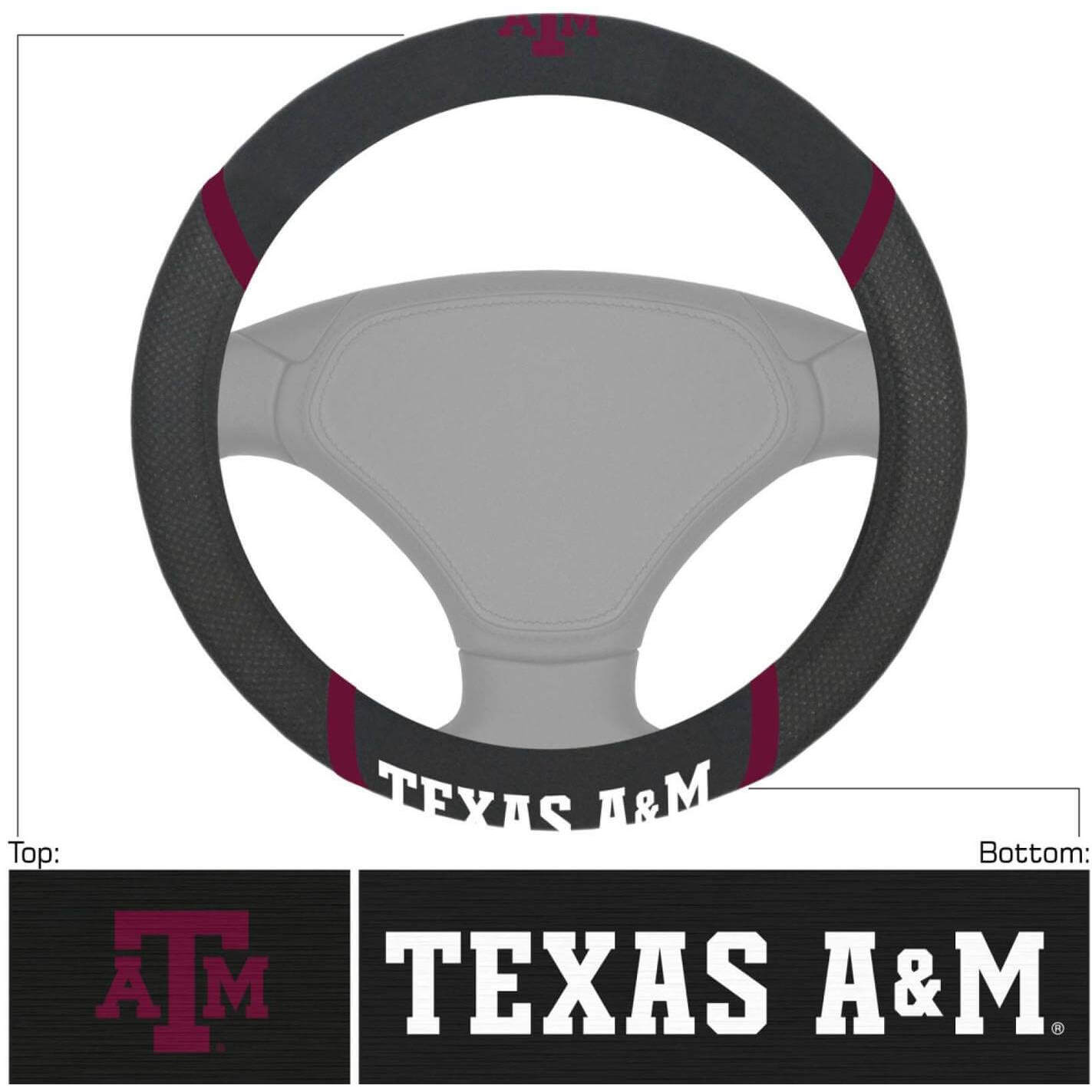 Fanmats 14894  TAMU - Texas A&M Aggies 15" Embroidered Steering Wheel Cover