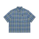 Carlton Dry Short Sleeve Blue Check Flanno M