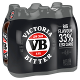Victoria Bitter Low Carb 375mL Bottles 24 Pack