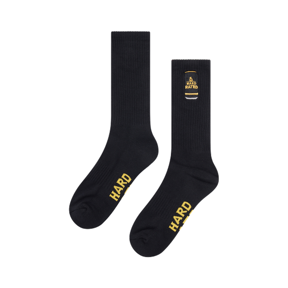 Hard Rated Black Can Embroidered Sneaker Socks