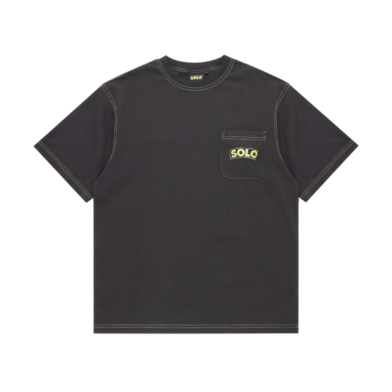 Solo Black Contrast Stitch Tee