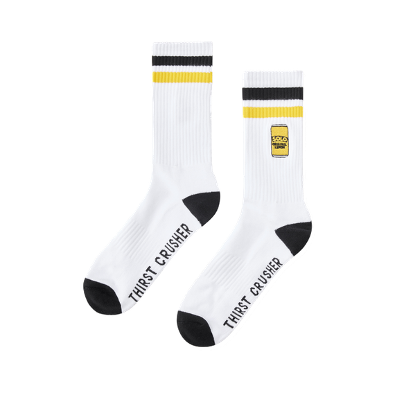 Solo White Embroidered Socks