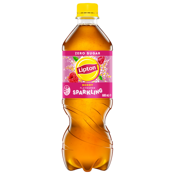 Lipton Iced Tea Sparkling Berry Zero Sugar 600mL PET Bottles 24 Pack