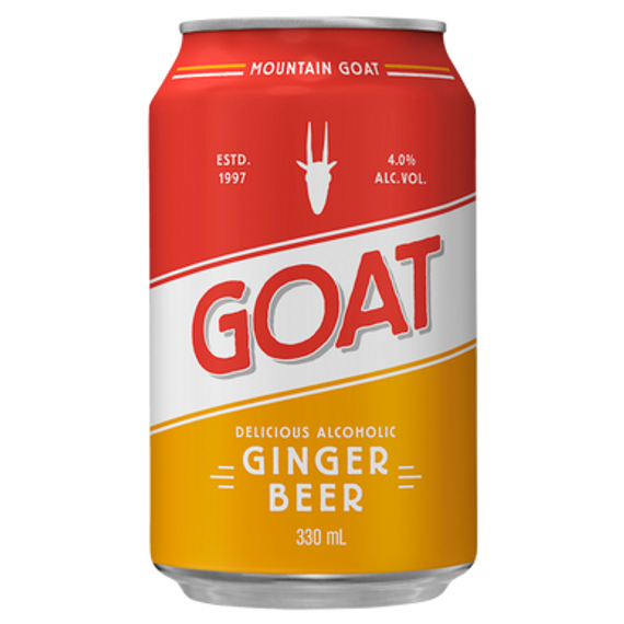 Mountain Goat Delicious Ginger Beer 330mL Cans 24 Pack