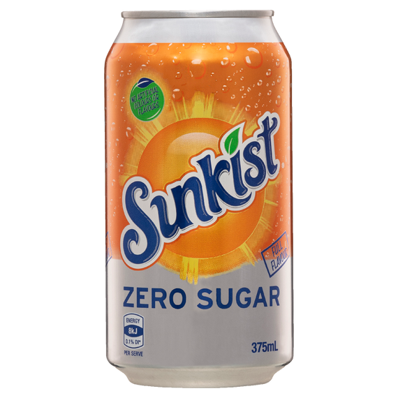 Sunkist Zero Sugar 375mL Cans 10 Pack