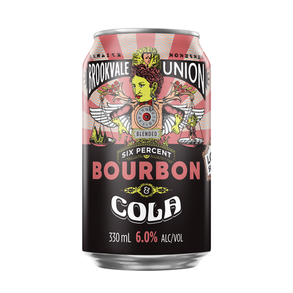 Brookvale Union Bourbon & Cola 6.0% 330mL Cans 24 Pack