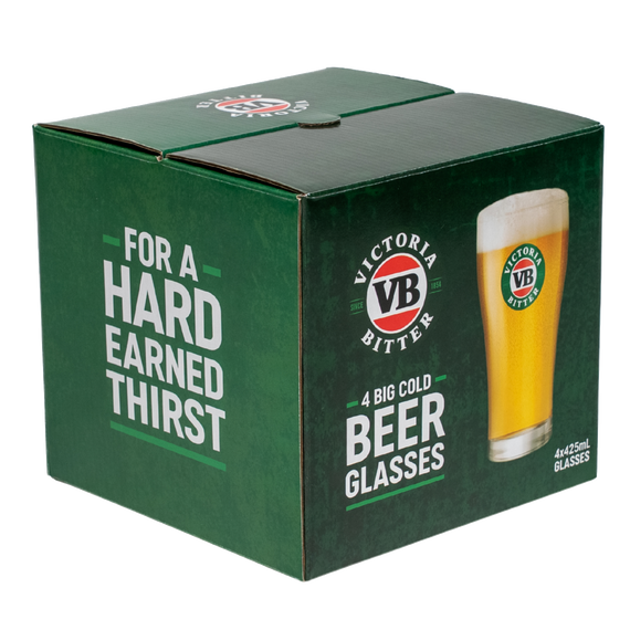 Victoria Bitter 4 Pack Core Glasses 425mL