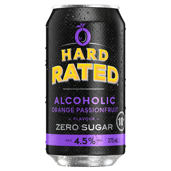 Hard Rated Orange Passionfruit Zero Sugar 4.5% 375mL Cans 24 Pack
