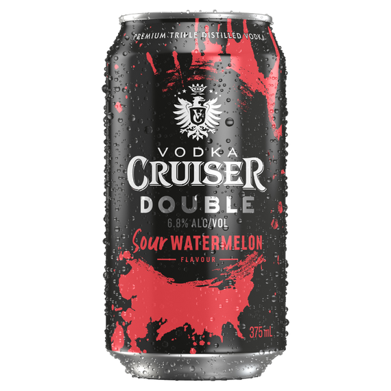 Vodka Cruiser Double Sour Watermelon 6.8% 375mL Cans 24 Pack