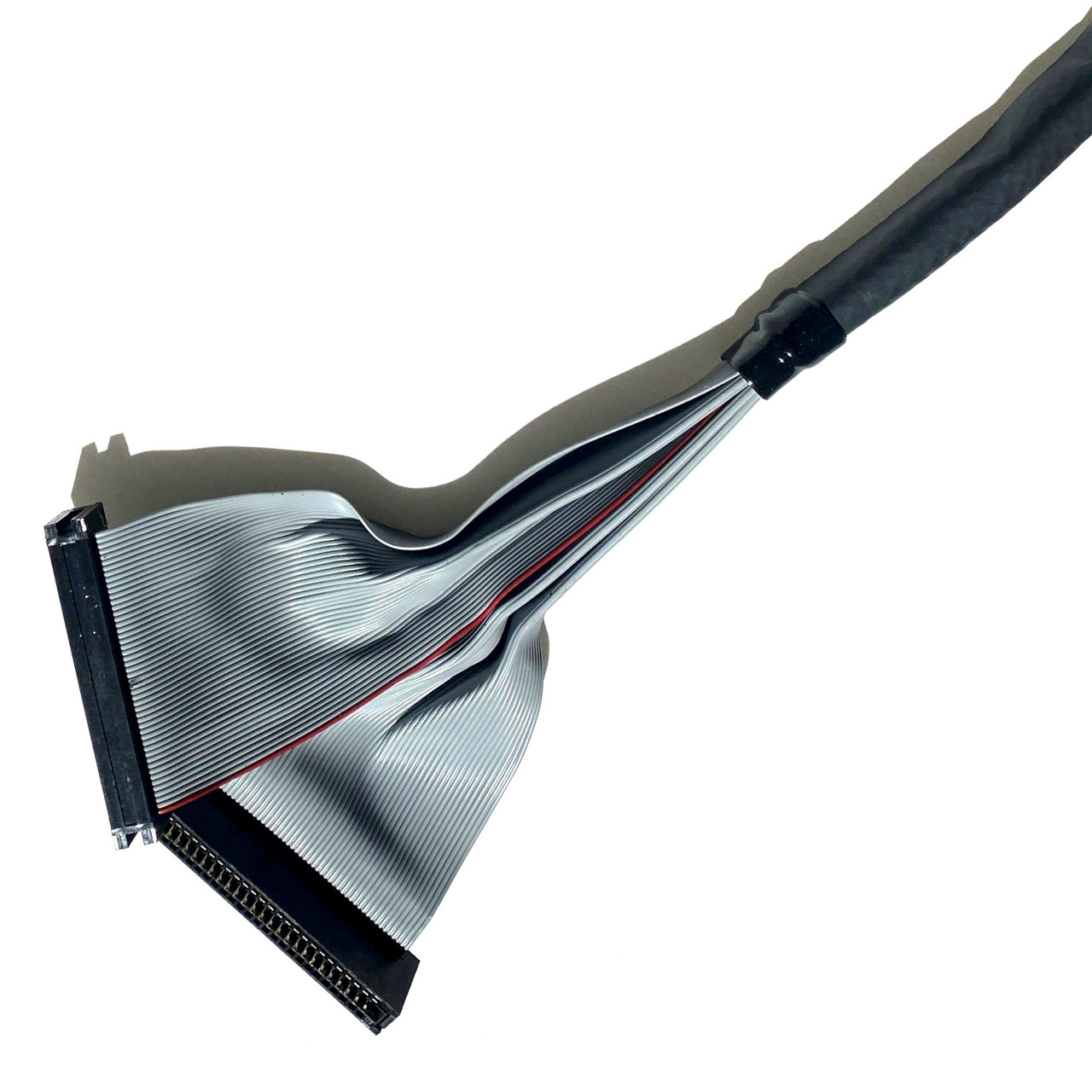 Custom shielded dual 50 pin IDC to card edge cables.