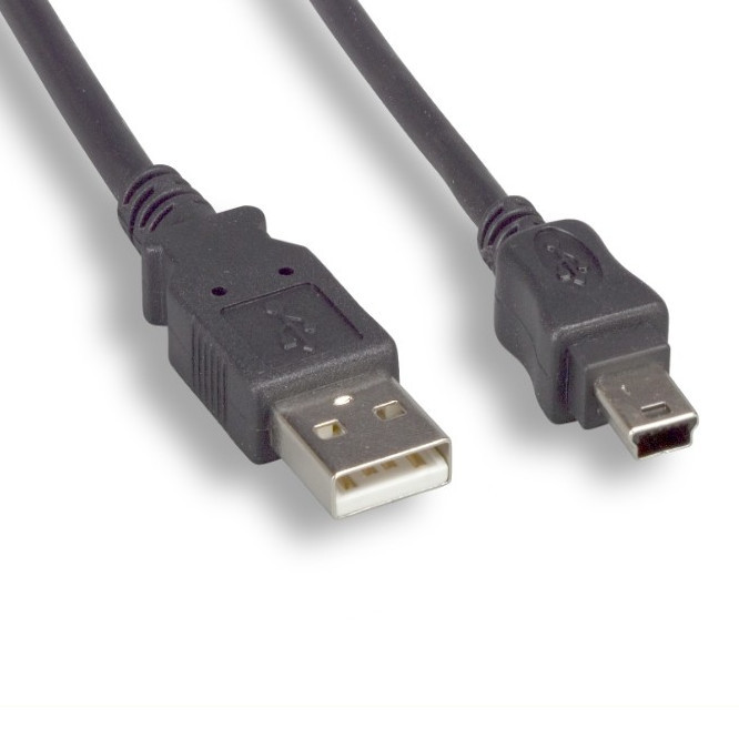 5 Foot USB 2.0 Cable, A Male To Mini B, 5 Pin Male
