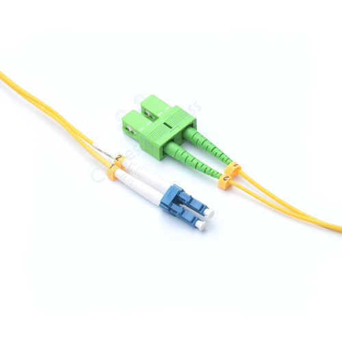 SC APC 15 Meter Fiber, Singlemode Duplex, LC/UPC to SC/APC