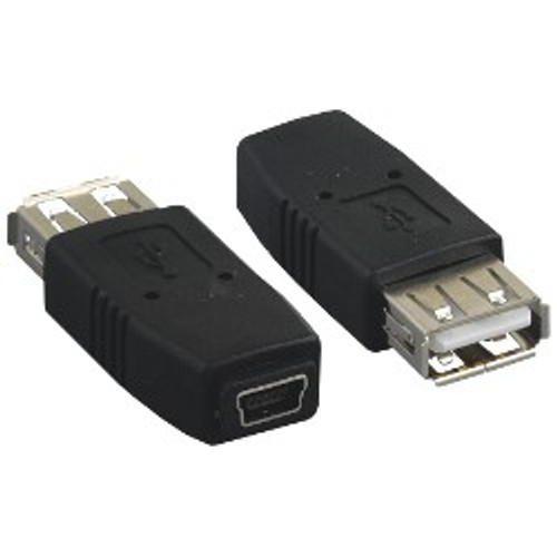 Adapter, USB A Female to Mini B 5 pin Female