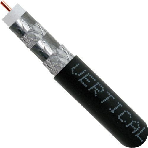 Bulk RG6 Quad Shield, 18AWG, 1000 ft on Spool, Black