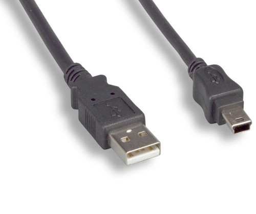 10 Foot USB 2.0 Cable, A Male To Mini B, 5 Pin Male