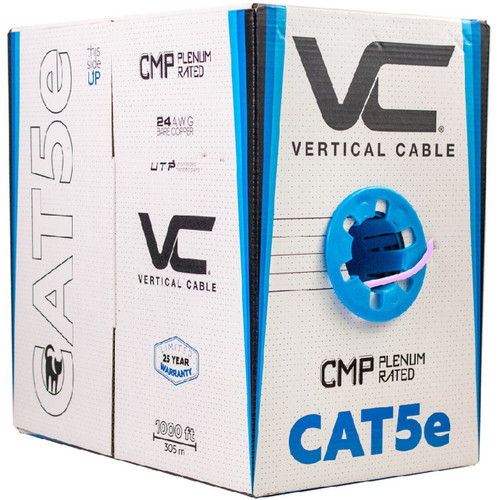 Cat5e Plenum 1000ft - Bulk Purple Plenum Cable in a Pull Box