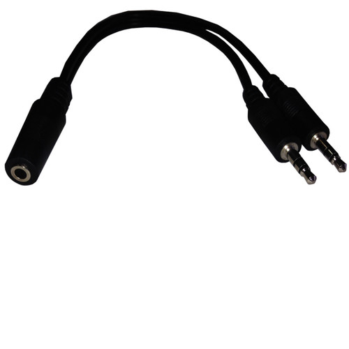 Audio Splitter Cable - 6 Inch F 3.5mm Plug - 2x M 3.5mm Plug