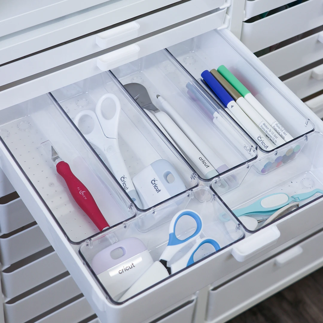 Slim Acrylic Drawer Cups Bundle inside a BCO drawer