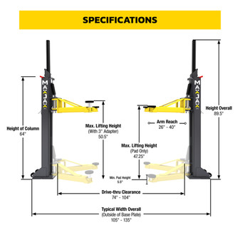 MaxJax M7K 7,000-LB Capacity Portable Two-Post Lift - maxjax_m7k-specifications-portable-2-post-lift-standard-package_5175548.jpg