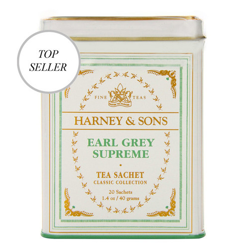 Earl Grey Supreme - Harney & Sons Tin with 20 silken pyramid sachets with loose leaf fine tea.