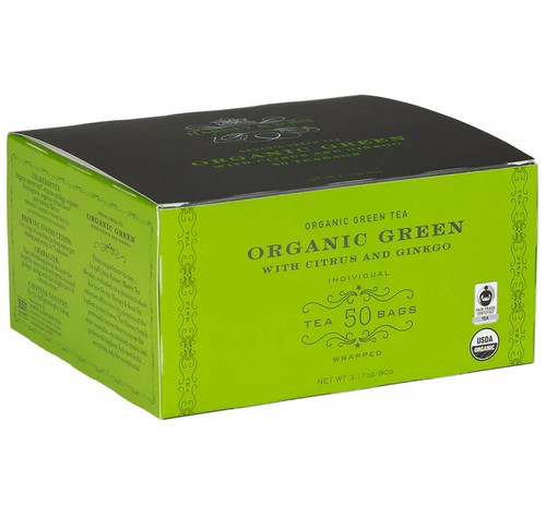 Harney & Sons Organic Green with Citrus & Ginkgo 50 Premium Teabags