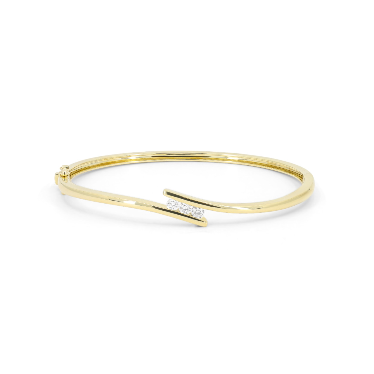 9ct Yellow Gold 0.30ct Three Stone Diamond Cross Over Bangle