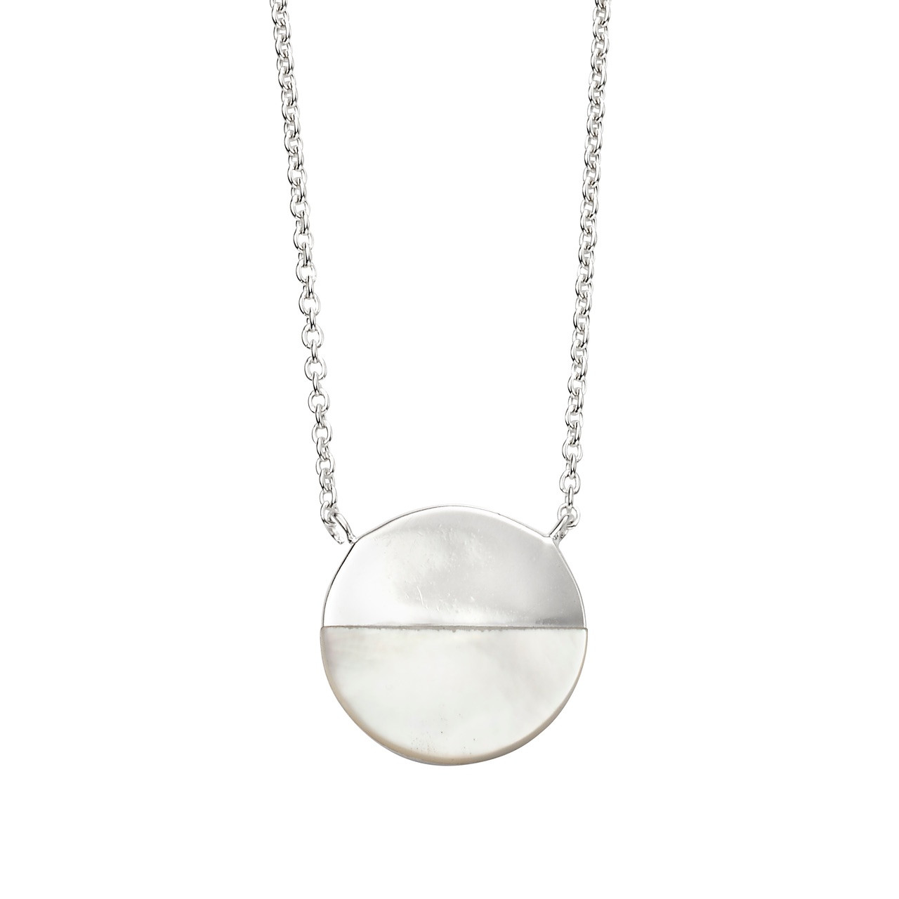 Sterling Silver Mother of Pearl Disc Necklace