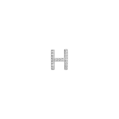 Sterling Silver Initial H Stud Earring with Cubic Zirconia