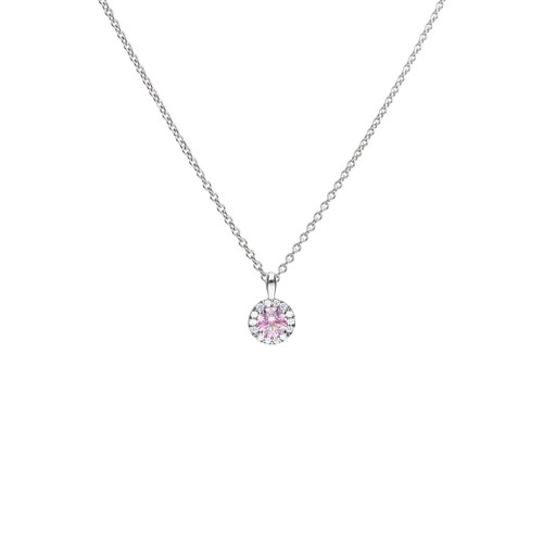 Sterling Silver Dusky Pink Zirconia Pave Set Necklace