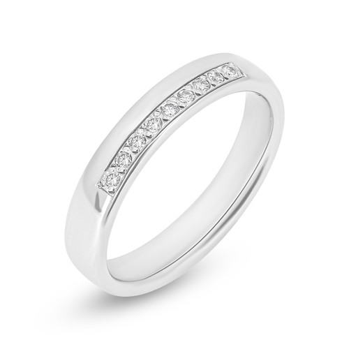 9ct White Gold 0.09ct Brilliant Cut Diamond Off Set Eternity Ring