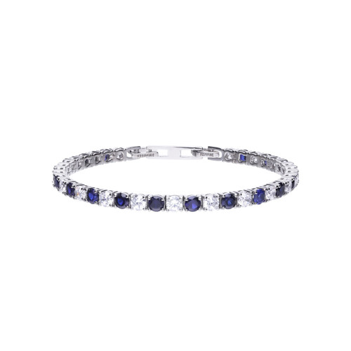 Sterling Silver Zirconia Blue and White Stone Tennis Bracelet